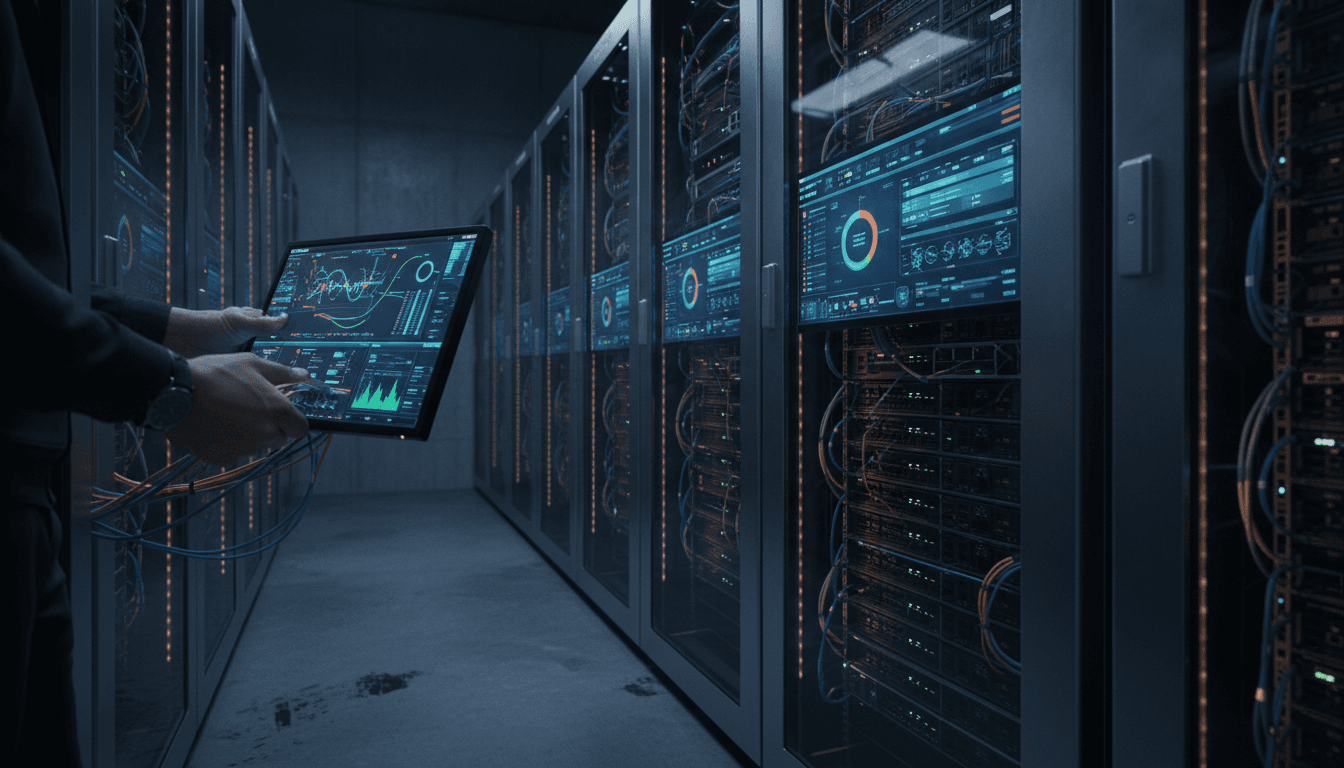 IT technician managing high-availability infrastructure in a modern server room